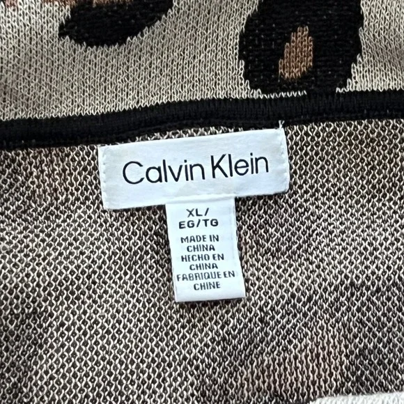 Calvin Klein Leopard Print Cowl Neck Sweater Women XL Beige Black Brown - Picture 4 of 5